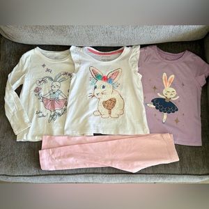 4T Ballerina Bunny Bundle, Spring Outfits, Easter Outfits, Leggings, T-shirts
